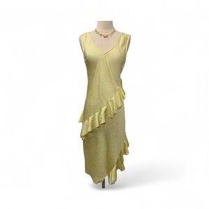 H&M Elegant Ruffle Midi Dress Blogger’s Favorite size XS butter yellow y2k vibes